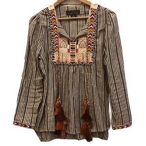 Brandon Thomas Boho Embroidered Top Small